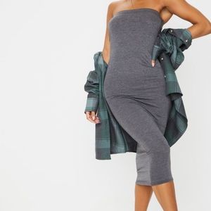 Charcoal Grey Basic Bandeau Midaxi Dress